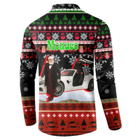 Monaco Christmas Button Sweatshirt with Santa Claus Sports Car Snowflakes and Luxury Holiday - Wonder Print Shop