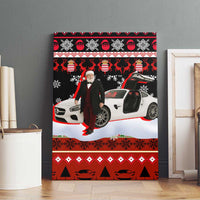 Monaco Christmas Canvas Wall Art with Santa Claus Sports Car Snowflakes and Luxury Holiday - Wonder Print Shop