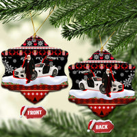 Monaco Christmas Ceramic Ornament with Santa Claus Sports Car Snowflakes and Luxury Holiday - Wonder Print Shop