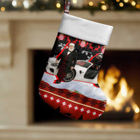 Monaco Christmas Stocking with Santa Claus Sports Car Snowflakes and Luxury Holiday - Wonder Print Shop
