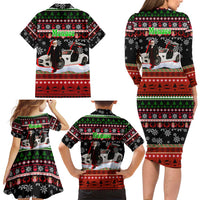 Monaco Christmas Family Matching Long Sleeve Bodycon Dress and Hawaiian Shirt with Santa Claus Sports Car Snowflakes and Luxury Holiday - Wonder Print Shop