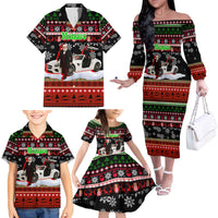 Monaco Christmas Family Matching Off The Shoulder Long Sleeve Dress and Hawaiian Shirt with Santa Claus Sports Car Snowflakes and Luxury Holiday - Wonder Print Shop