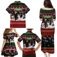 Monaco Christmas Family Matching Puletasi and Hawaiian Shirt with Santa Claus Sports Car Snowflakes and Luxury Holiday - Wonder Print Shop