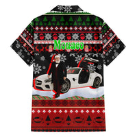 Monaco Christmas Family Matching Tank Maxi Dress and Hawaiian Shirt with Santa Claus Sports Car Snowflakes and Luxury Holiday - Wonder Print Shop