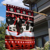 Monaco Christmas Garden Flag with Santa Claus Sports Car Snowflakes and Luxury Holiday - Wonder Print Shop