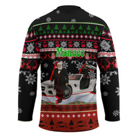 Monaco Christmas Hockey Jersey with Santa Claus Sports Car Snowflakes and Luxury Holiday - Wonder Print Shop