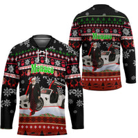 Monaco Christmas Hockey Jersey with Santa Claus Sports Car Snowflakes and Luxury Holiday - Wonder Print Shop