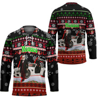 Monaco Christmas Hockey Jersey with Santa Claus Sports Car Snowflakes and Luxury Holiday - Wonder Print Shop
