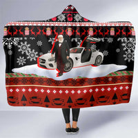 Monaco Christmas Hooded Blanket with Santa Claus Sports Car Snowflakes and Luxury Holiday - Wonder Print Shop