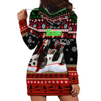 Monaco Christmas Hoodie Dress with Santa Claus Sports Car Snowflakes and Luxury Holiday - Wonder Print Shop