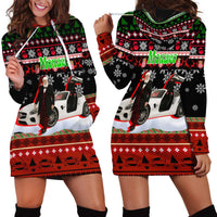 Monaco Christmas Hoodie Dress with Santa Claus Sports Car Snowflakes and Luxury Holiday - Wonder Print Shop