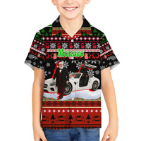 Monaco Christmas Kid Hawaiian Shirt with Santa Claus Sports Car Snowflakes and Luxury Holiday - Wonder Print Shop