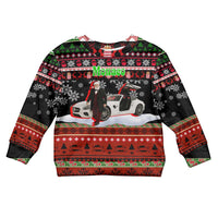 Monaco Christmas Kid Ugly Christmas Sweater with Santa Claus Sports Car Snowflakes and Luxury Holiday - Wonder Print Shop