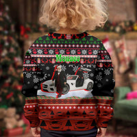 Monaco Christmas Kid Ugly Christmas Sweater with Santa Claus Sports Car Snowflakes and Luxury Holiday - Wonder Print Shop