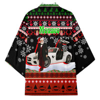 Monaco Christmas Kimono with Santa Claus Sports Car Snowflakes and Luxury Holiday - Wonder Print Shop