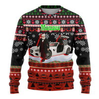 Monaco Christmas Ugly Christmas Sweater with Santa Claus Sports Car Snowflakes and Luxury Holiday - Wonder Print Shop
