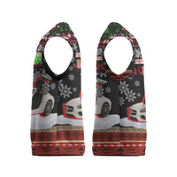 Monaco Christmas Knitted V-Neck Vest with Santa Claus Sports Car Snowflakes and Luxury Holiday - Wonder Print Shop