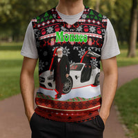 Monaco Christmas Knitted V-Neck Vest with Santa Claus Sports Car Snowflakes and Luxury Holiday - Wonder Print Shop