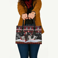 Monaco Christmas Leather Bag with Santa Claus Sports Car Snowflakes and Luxury Holiday - Wonder Print Shop