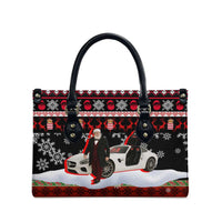 Monaco Christmas Leather Bag with Santa Claus Sports Car Snowflakes and Luxury Holiday - Wonder Print Shop