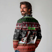 Monaco Christmas Long Sleeve Polo Shirt with Santa Claus Sports Car Snowflakes and Luxury Holiday - Wonder Print Shop