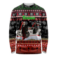 Monaco Christmas Long Sleeve Shirt with Santa Claus Sports Car Snowflakes and Luxury Holiday - Wonder Print Shop