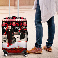 Monaco Christmas Luggage Cover with Santa Claus Sports Car Snowflakes and Luxury Holiday - Wonder Print Shop