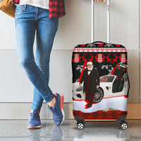 Monaco Christmas Luggage Cover with Santa Claus Sports Car Snowflakes and Luxury Holiday - Wonder Print Shop