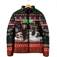 Monaco Christmas Padded Jacket with Santa Claus Sports Car Snowflakes and Luxury Holiday - Wonder Print Shop