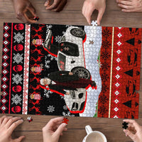 Monaco Christmas Puzzle with Santa Claus Sports Car Snowflakes and Luxury Holiday - Wonder Print Shop