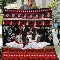 Monaco Christmas Quilt with Santa Claus Sports Car Snowflakes and Luxury Holiday - Wonder Print Shop