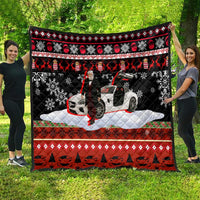 Monaco Christmas Quilt with Santa Claus Sports Car Snowflakes and Luxury Holiday - Wonder Print Shop
