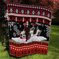 Monaco Christmas Quilt with Santa Claus Sports Car Snowflakes and Luxury Holiday - Wonder Print Shop