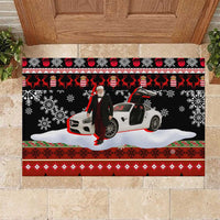 Monaco Christmas Rubber Doormat with Santa Claus Sports Car Snowflakes and Luxury Holiday - Wonder Print Shop