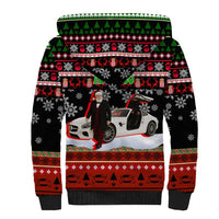 Monaco Christmas Sherpa Hoodie with Santa Claus Sports Car Snowflakes and Luxury Holiday - Wonder Print Shop