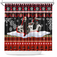Monaco Christmas Shower Curtain with Santa Claus Sports Car Snowflakes and Luxury Holiday - Wonder Print Shop