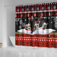 Monaco Christmas Shower Curtain with Santa Claus Sports Car Snowflakes and Luxury Holiday - Wonder Print Shop
