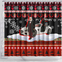 Monaco Christmas Shower Curtain with Santa Claus Sports Car Snowflakes and Luxury Holiday - Wonder Print Shop