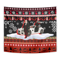 Monaco Christmas Tapestry with Santa Claus Sports Car Snowflakes and Luxury Holiday - Wonder Print Shop