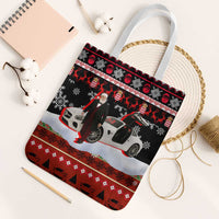 Monaco Christmas Tote Bag with Santa Claus Sports Car Snowflakes and Luxury Holiday - Wonder Print Shop