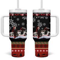 Monaco Christmas Tumbler With Handle with Santa Claus Sports Car Snowflakes and Luxury Holiday - Wonder Print Shop