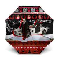 Monaco Christmas Umbrella with Santa Claus Sports Car Snowflakes and Luxury Holiday - Wonder Print Shop