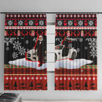 Monaco Christmas Window Curtain with Santa Claus Sports Car Snowflakes and Luxury Holiday - Wonder Print Shop