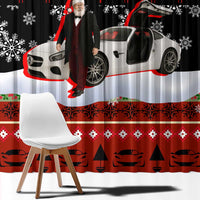 Monaco Christmas Window Curtain with Santa Claus Sports Car Snowflakes and Luxury Holiday - Wonder Print Shop