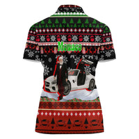 Monaco Christmas Women Polo Shirt with Santa Claus Sports Car Snowflakes and Luxury Holiday - Wonder Print Shop