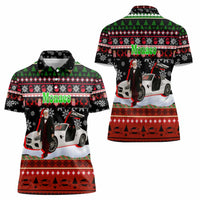 Monaco Christmas Women Polo Shirt with Santa Claus Sports Car Snowflakes and Luxury Holiday - Wonder Print Shop