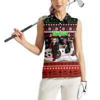 Monaco Christmas Women Sleeveless Polo Shirt with Santa Claus Sports Car Snowflakes and Luxury Holiday - Wonder Print Shop