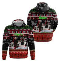 Monaco Christmas Zip Hoodie with Santa Claus Sports Car Snowflakes and Luxury Holiday - Wonder Print Shop