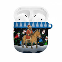 Mongolia Christmas AirPods Case with Santa Riding Horse Snowmen Yurts and Winter Holiday - Wonder Print Shop