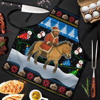 Mongolia Christmas Apron with Santa Riding Horse Snowmen Yurts and Winter Holiday - Wonder Print Shop